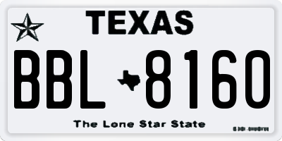 TX license plate BBL8160