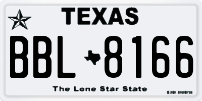 TX license plate BBL8166