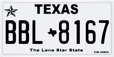 TX license plate BBL8167