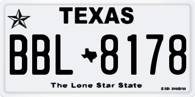 TX license plate BBL8178