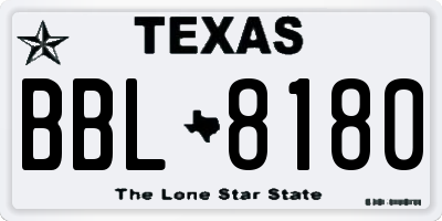 TX license plate BBL8180