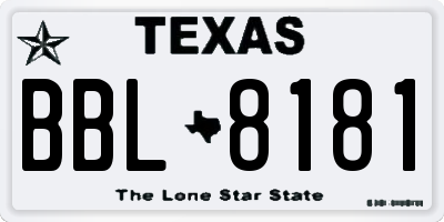 TX license plate BBL8181