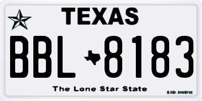 TX license plate BBL8183