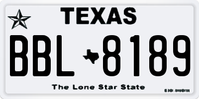 TX license plate BBL8189