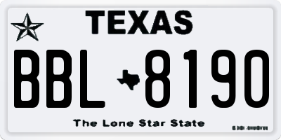 TX license plate BBL8190