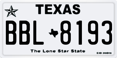 TX license plate BBL8193