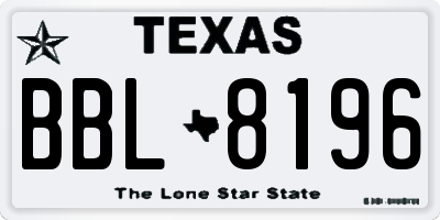 TX license plate BBL8196