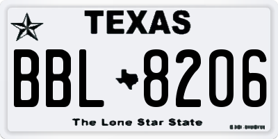 TX license plate BBL8206