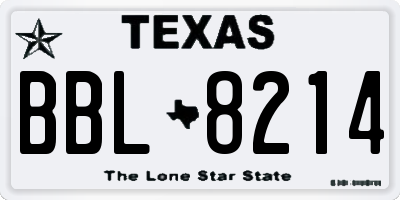 TX license plate BBL8214