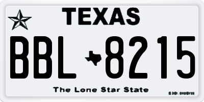 TX license plate BBL8215