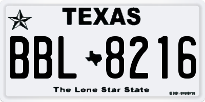 TX license plate BBL8216