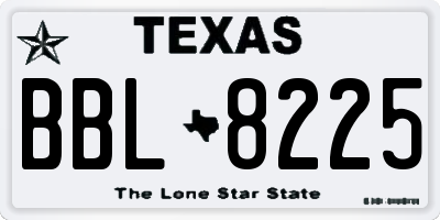TX license plate BBL8225