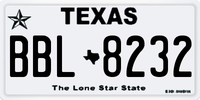 TX license plate BBL8232