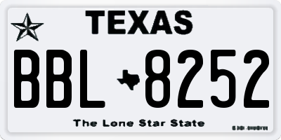 TX license plate BBL8252