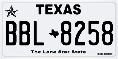 TX license plate BBL8258
