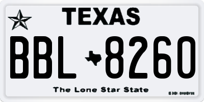 TX license plate BBL8260