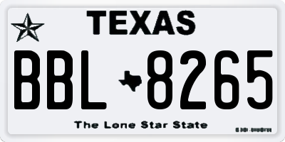 TX license plate BBL8265