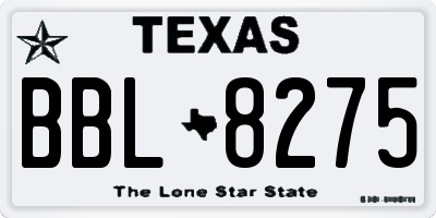 TX license plate BBL8275