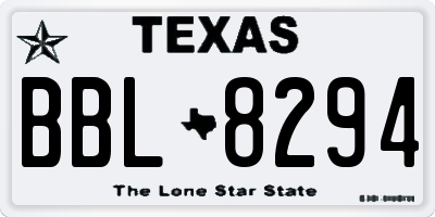 TX license plate BBL8294