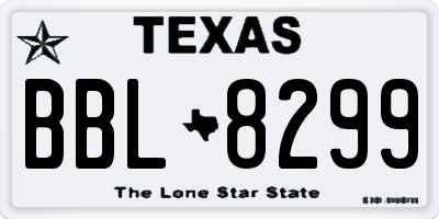 TX license plate BBL8299