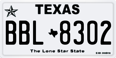 TX license plate BBL8302