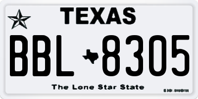 TX license plate BBL8305