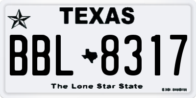TX license plate BBL8317