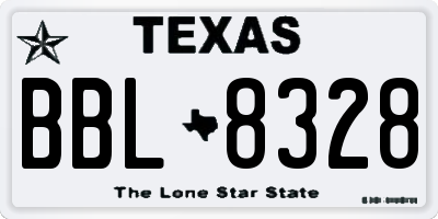 TX license plate BBL8328