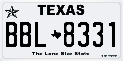 TX license plate BBL8331