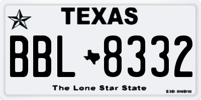 TX license plate BBL8332