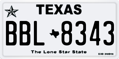 TX license plate BBL8343