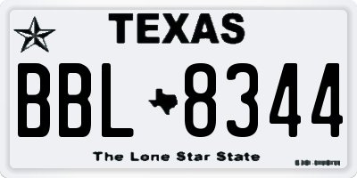 TX license plate BBL8344