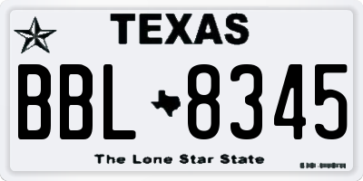 TX license plate BBL8345