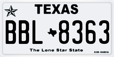 TX license plate BBL8363