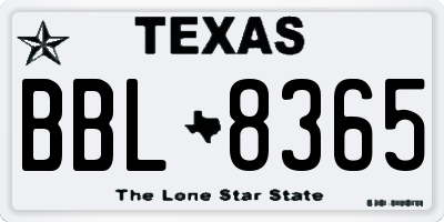 TX license plate BBL8365