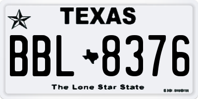 TX license plate BBL8376
