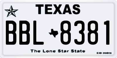 TX license plate BBL8381