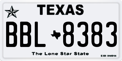 TX license plate BBL8383