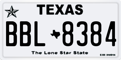 TX license plate BBL8384