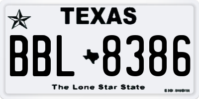 TX license plate BBL8386