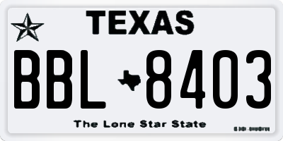 TX license plate BBL8403
