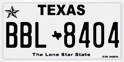 TX license plate BBL8404