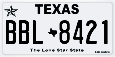 TX license plate BBL8421