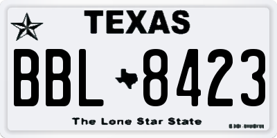 TX license plate BBL8423