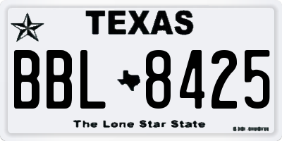 TX license plate BBL8425