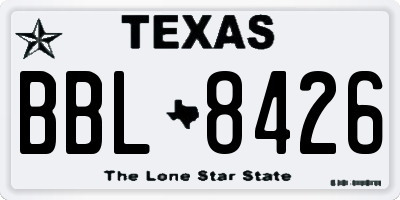 TX license plate BBL8426