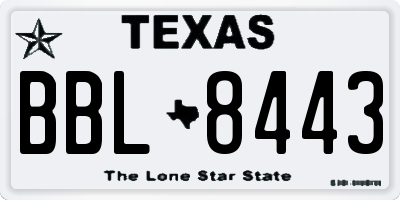 TX license plate BBL8443