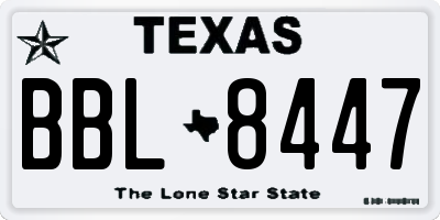TX license plate BBL8447