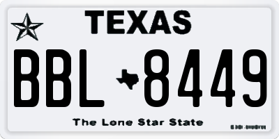 TX license plate BBL8449