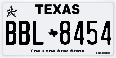 TX license plate BBL8454